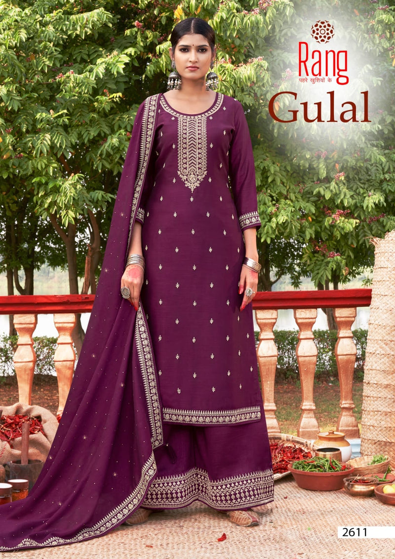 Rang Gulal Silk With Beautiful Heavy Work Stylish Designer Festive Wear Salwar Kameez