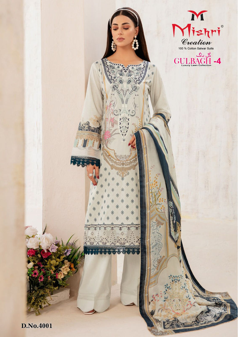 Mishri Creation Gulbagh Vol 4 Lawn Cotton  Karachi Printed Designer Salwar Kameez