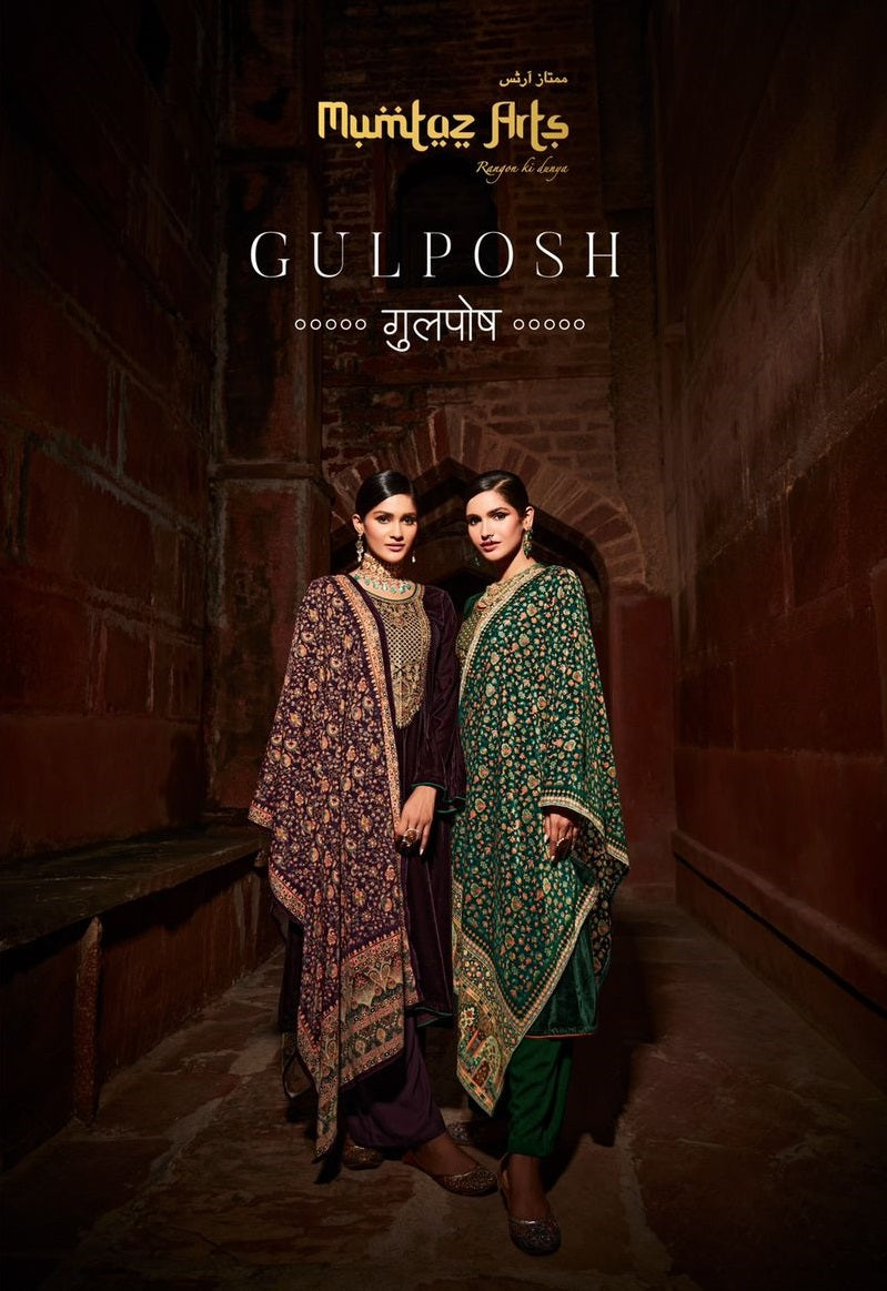 Mumtaz Gulposh Velvet With Beautiful Embroidery Work Fancy Work Stylish Designer Party Wear Salwar Kameez