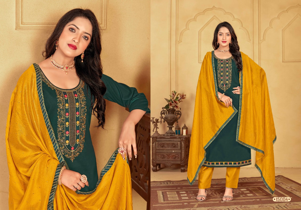 Panch Gunjita Silk With Swarovski Diamond Work Stylish Designer Festive Wear Salwar Kameez