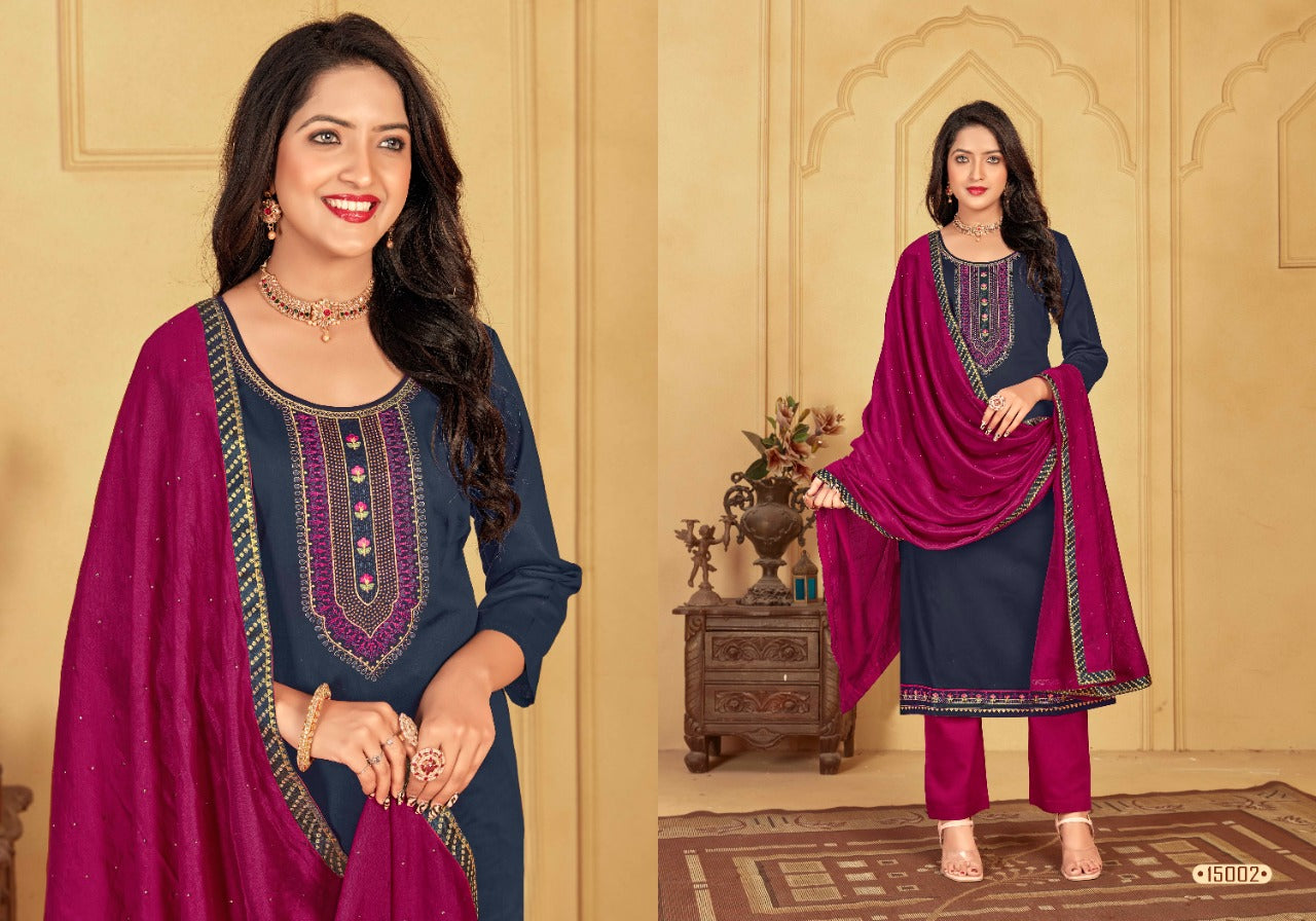 Panch Gunjita Silk With Swarovski Diamond Work Stylish Designer Festive Wear Salwar Kameez