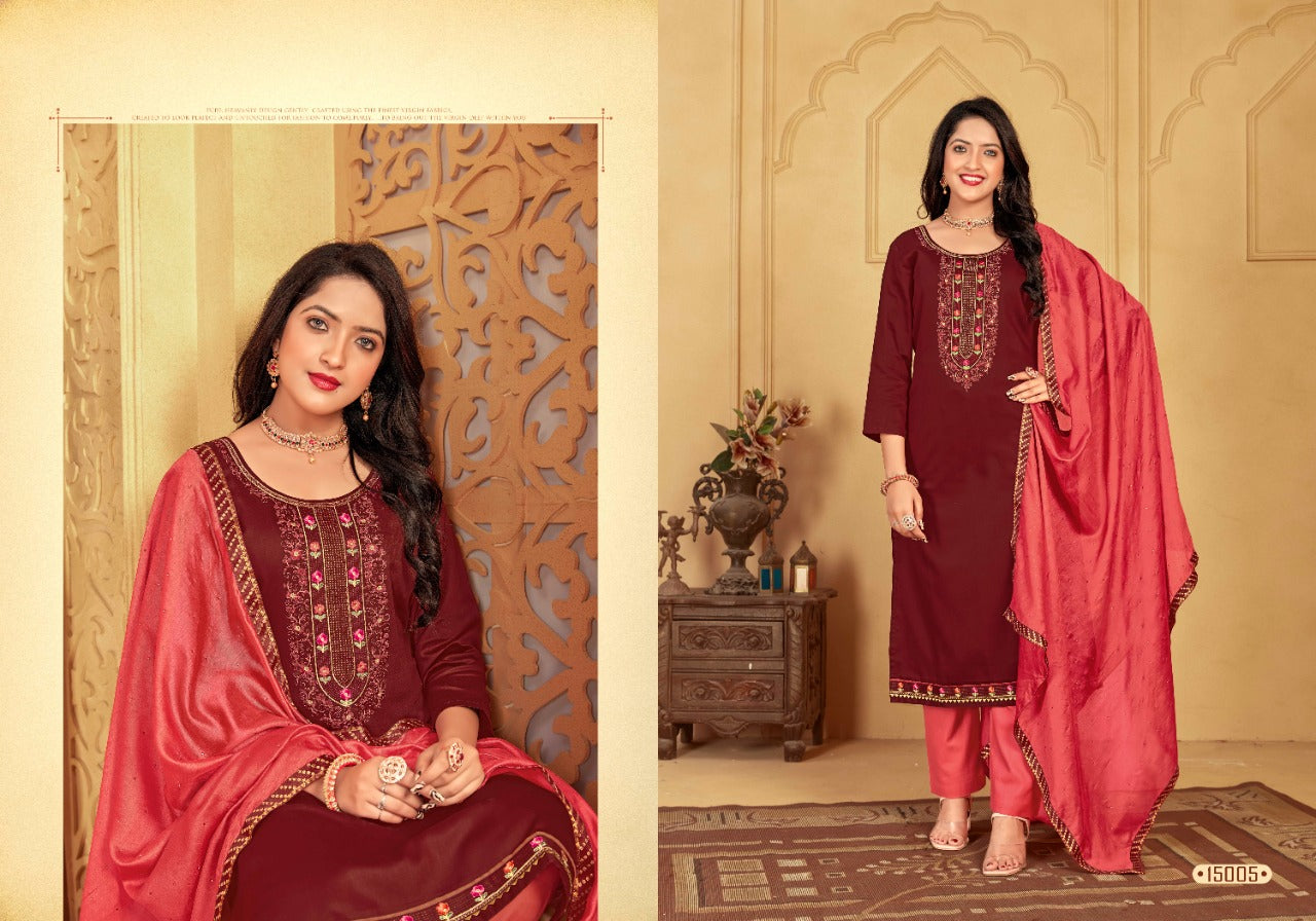 Panch Gunjita Silk With Swarovski Diamond Work Stylish Designer Festive Wear Salwar Kameez