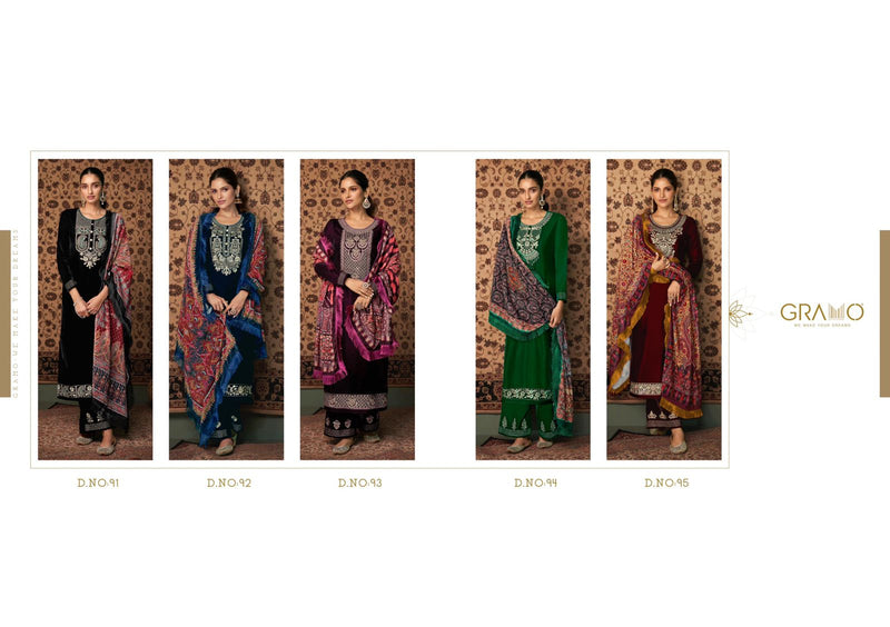 Gramo Velvet Vol 1 Pure Velvet With Inner Stich With Additional Touch Salwar Suit