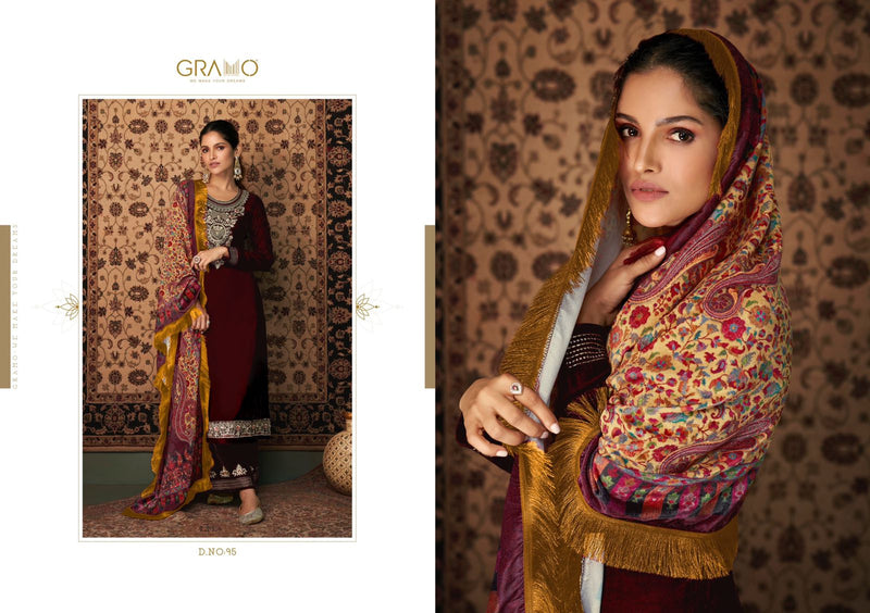 Gramo Velvet Vol 1 Pure Velvet With Inner Stich With Additional Touch Salwar Suit