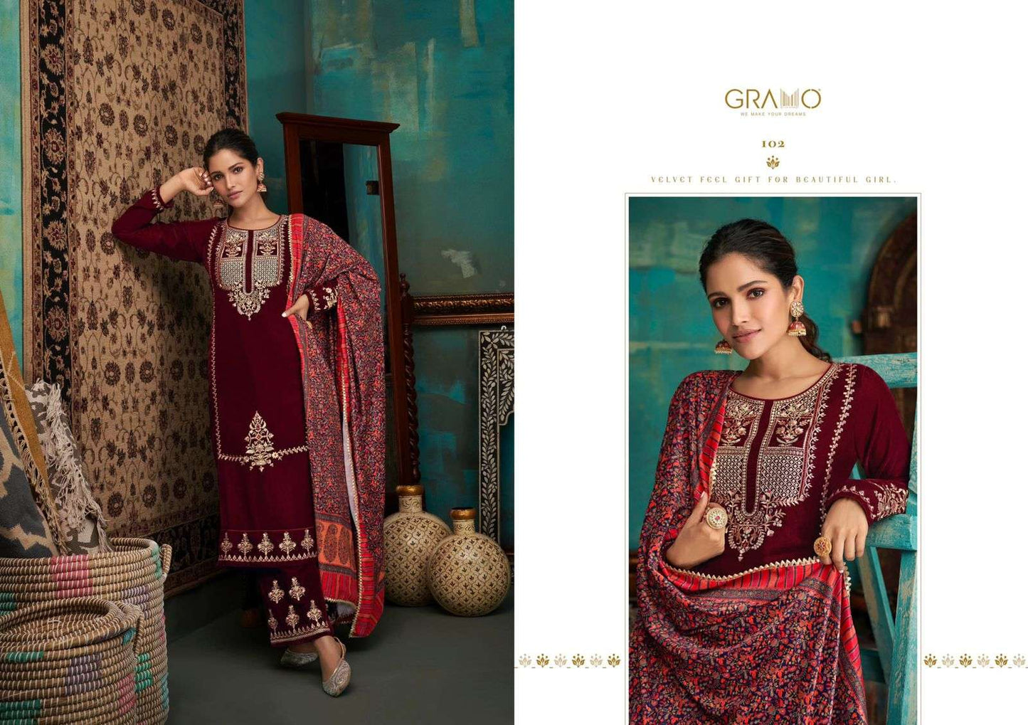 Gramo Velvet Vol 2 Pure Velvet With Digital Print Fancy Kurti