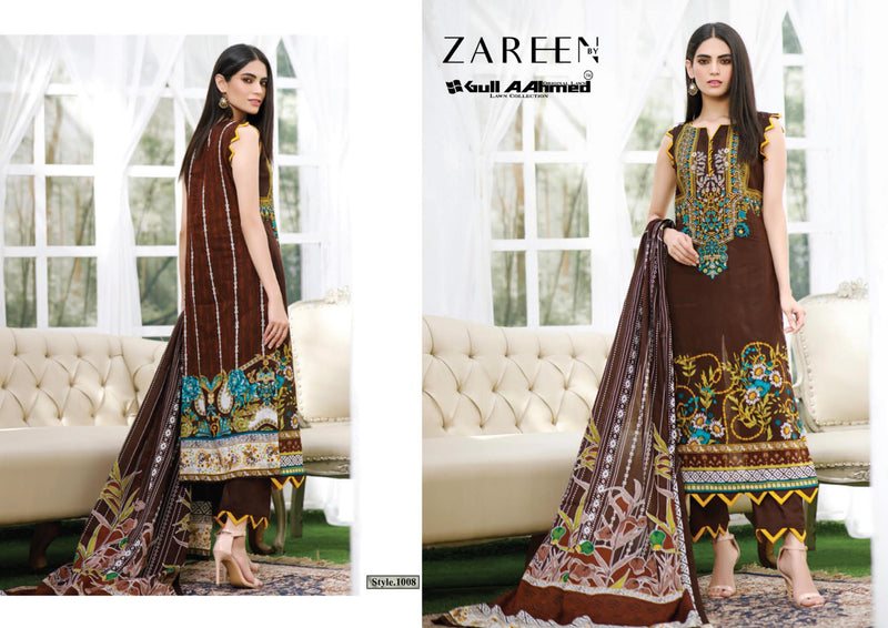 Gul Ahmed Zareen Pure Jam Satin Printed Casual Summer Wear Salwar Suit