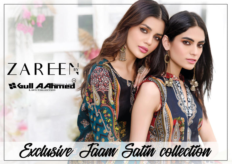 Gul Ahmed Zareen Pure Jam Satin Printed Casual Summer Wear Salwar Suit