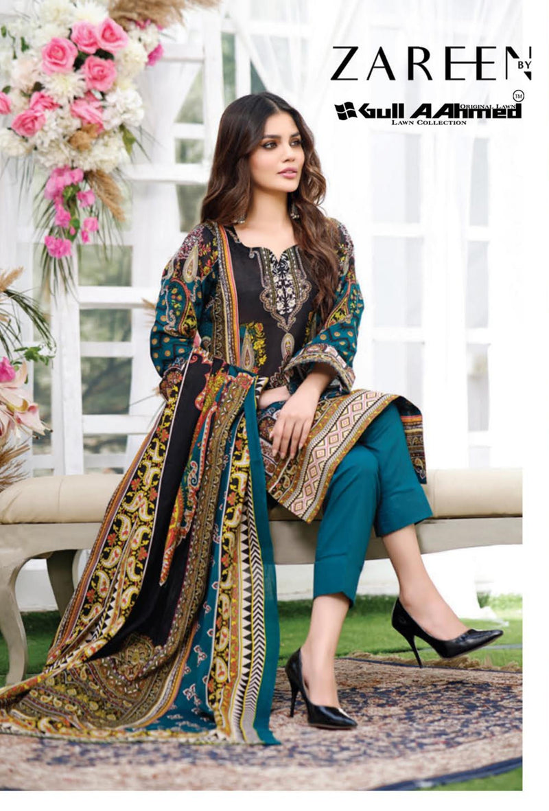 Gul Ahmed Zareen Pure Jam Satin Printed Casual Summer Wear Salwar Suit