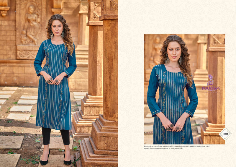 Poonam Designer Handicraft Rayon Office Wear Fancy  Kurtis