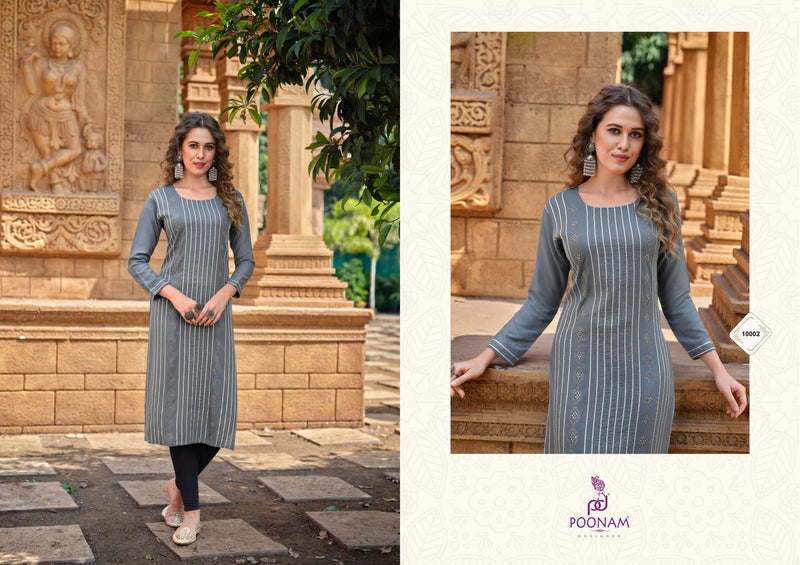 Poonam Designer Handicraft Rayon Office Wear Fancy  Kurtis