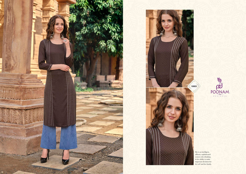 Poonam Designer Handicraft Rayon Office Wear Fancy  Kurtis