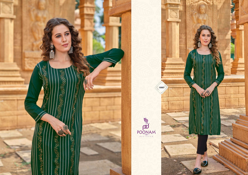 Poonam Designer Handicraft Rayon Office Wear Fancy  Kurtis