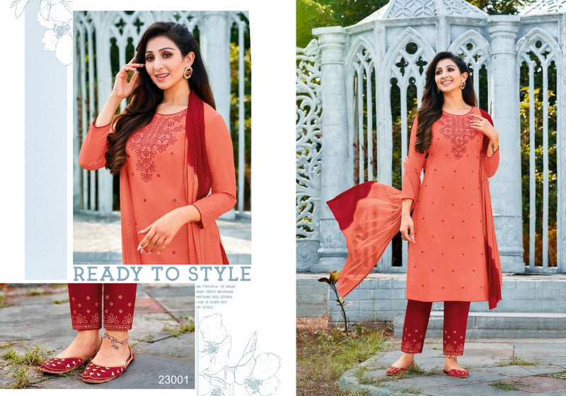 Kapil Trendz Hi- Fi Cotton Party Wear Fancy Stylish Kurtis With Set Of Dupatta & Bottom