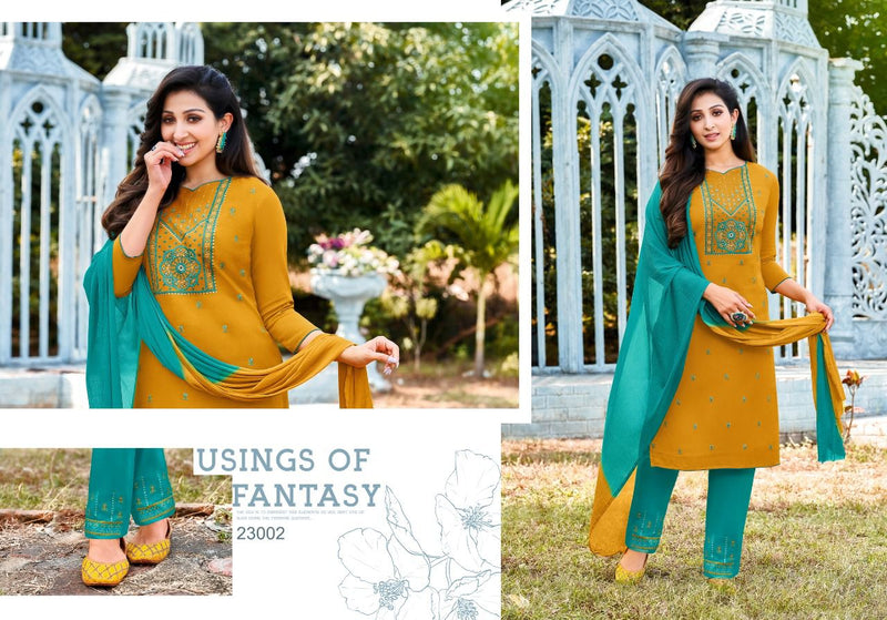 Kapil Trendz Hi- Fi Cotton Party Wear Fancy Stylish Kurtis With Set Of Dupatta & Bottom