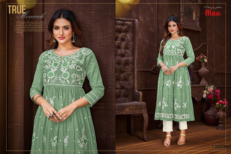 Maa Creation Hunar Pure Cotton With Fancy Work Stylish Designer Beautiful Look Party Wear Kurti