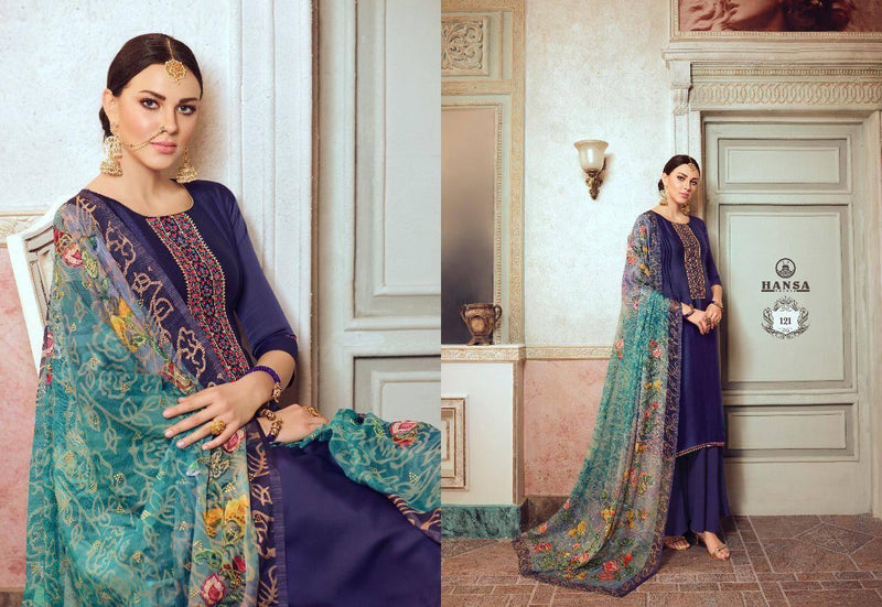 Hansa Prints Husna Ara Satin Georgette Embroidered Party Wear Salwar Kameez