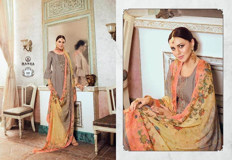 Hansa Prints Husna Ara Satin Georgette Embroidered Party Wear Salwar Kameez