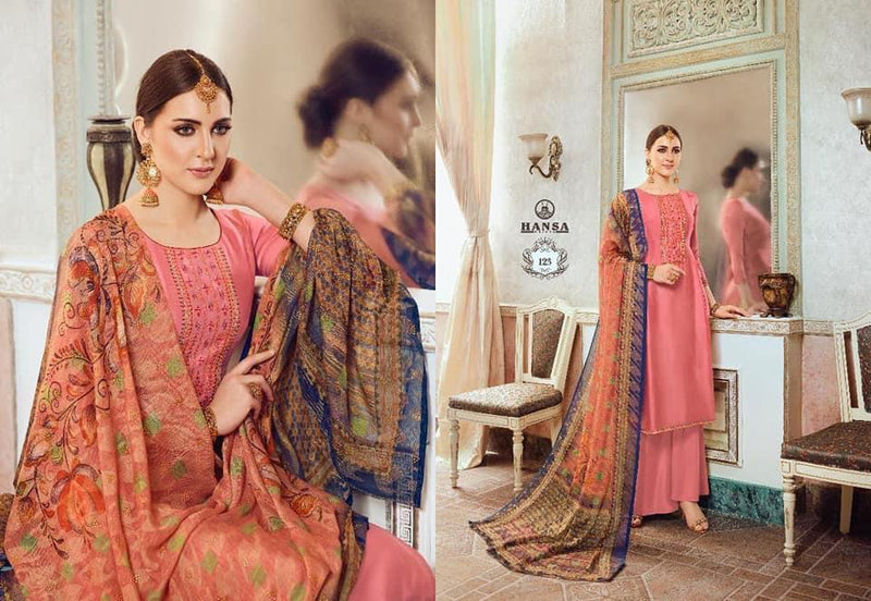 Hansa Prints Husna Ara Satin Georgette Embroidered Party Wear Salwar Kameez