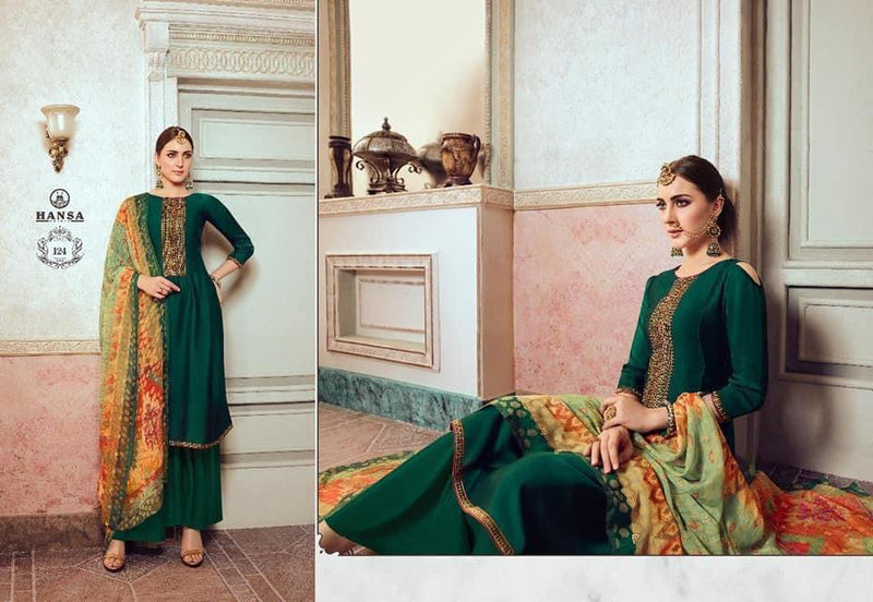 Hansa Prints Husna Ara Satin Georgette Embroidered Party Wear Salwar Kameez