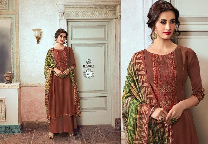 Hansa Prints Husna Ara Satin Georgette Embroidered Party Wear Salwar Kameez