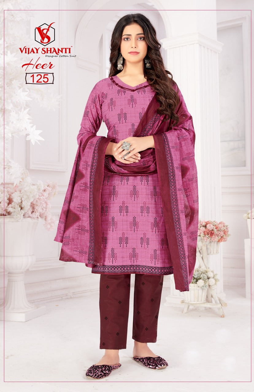 Heer By Vijayshanti Designer Cotton Print Fancy Heavy Printed Patiyala Style Regular Wear Salwar Suits