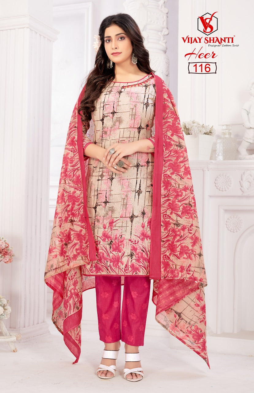 Heer By Vijayshanti Designer Cotton Print Fancy Heavy Printed Patiyala Style Regular Wear Salwar Suits