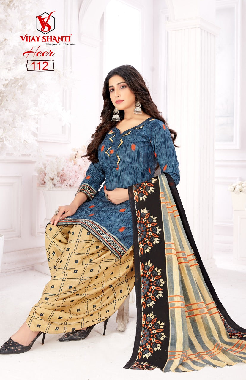 Heer By Vijayshanti Designer Cotton Print Fancy Heavy Printed Patiyala Style Regular Wear Salwar Suits