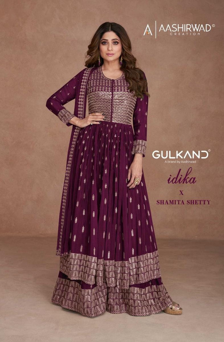 Aashirwad Creation Idika Georgette Naira Cut Partywear Designer Kurti