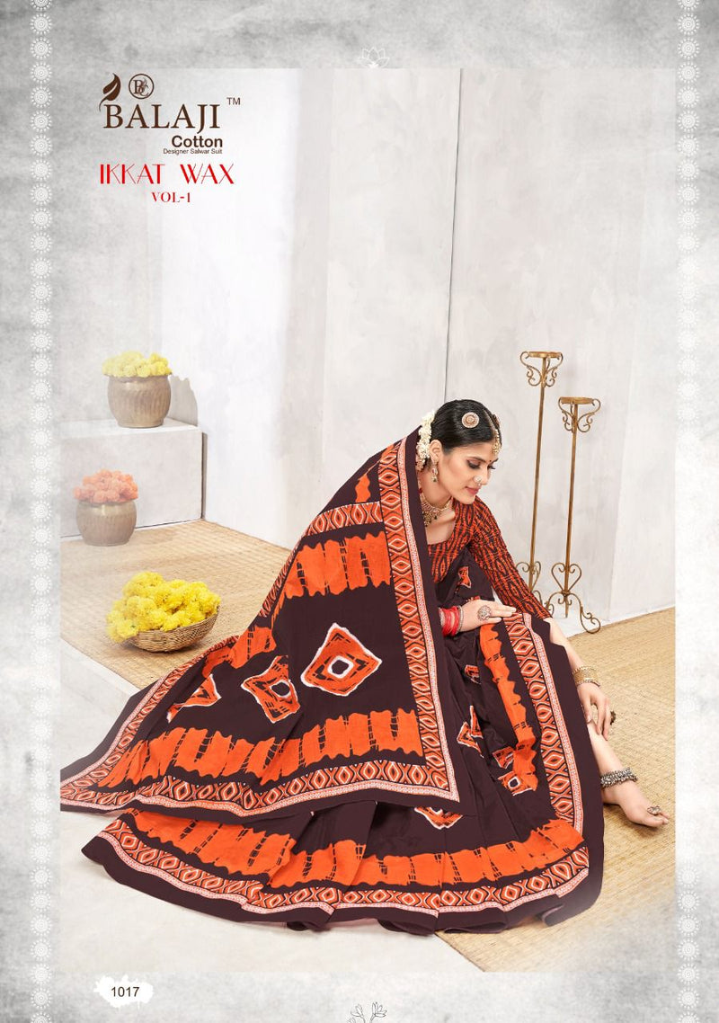 Balaji Printed Cotton Ikkat Wax Vol 1 Cotton Printed Fancy Festive Wear Sarees