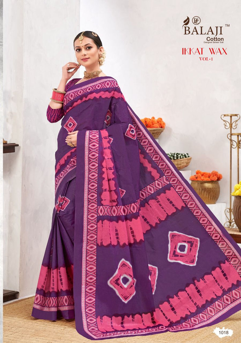 Balaji Printed Cotton Ikkat Wax Vol 1 Cotton Printed Fancy Festive Wear Sarees