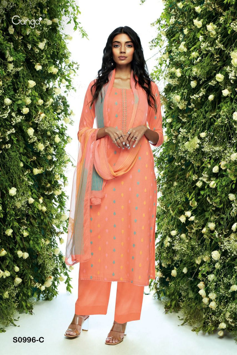 Ganga Inna Cotton Jacquard With Embroidery Designer Party Wear Salwar Suits