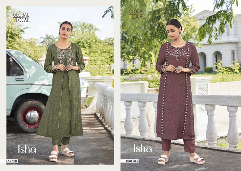 Global Local Isha Muslin With Heavy Embroidery Work Stylish Designer Party Wear Fancy Kurti