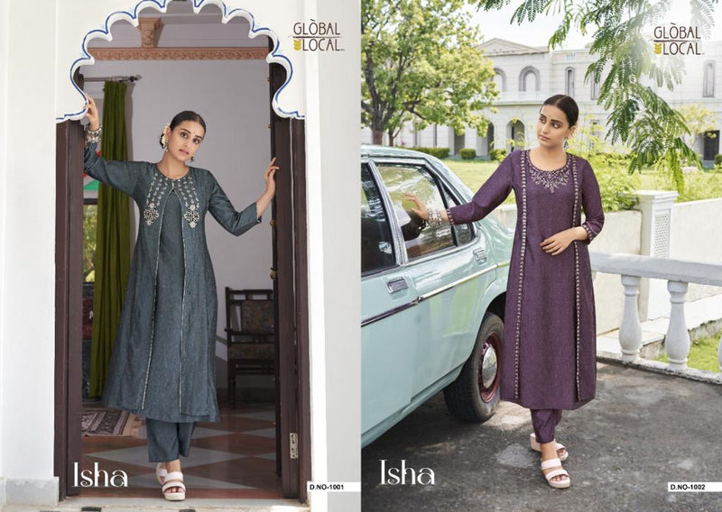 Global Local Isha Muslin With Heavy Embroidery Work Stylish Designer Party Wear Fancy Kurti