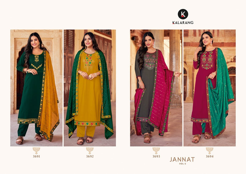 Kalarang  Fashion Jannat Vol 3 Parampara Silk Fancy Party Wear Salwar Suits