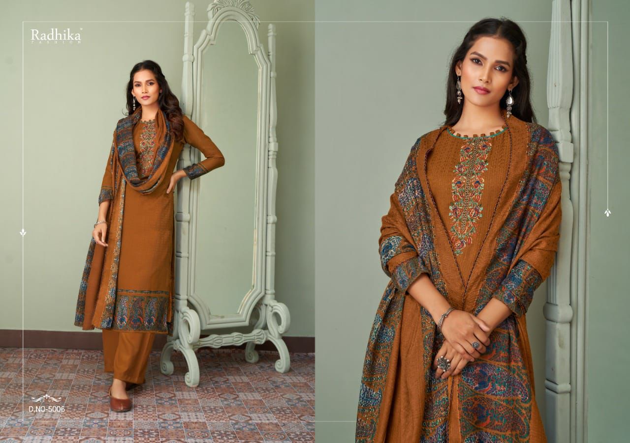 Radhika Joyava Pashmina Print With Heavy Embroidery Work Stylish Designer Beautiful Look Salwar Kameez