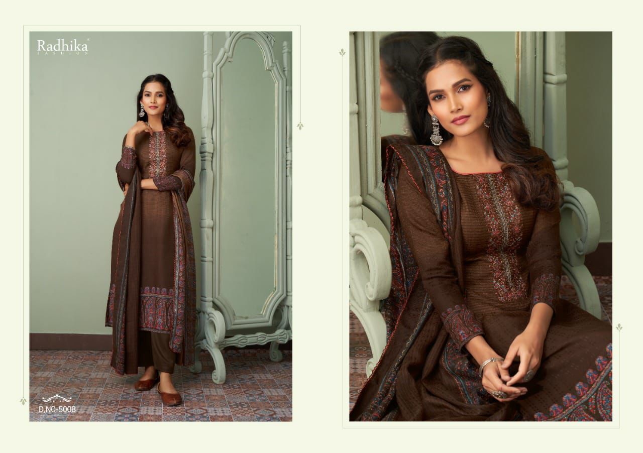 Radhika Joyava Pashmina Print With Heavy Embroidery Work Stylish Designer Beautiful Look Salwar Kameez