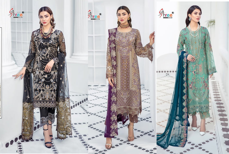 Shree Fab K 1463 To 1465 Series Fox Georgette Pakistani Style Wedding Wear Salwar Suits With Heavy Embroidery