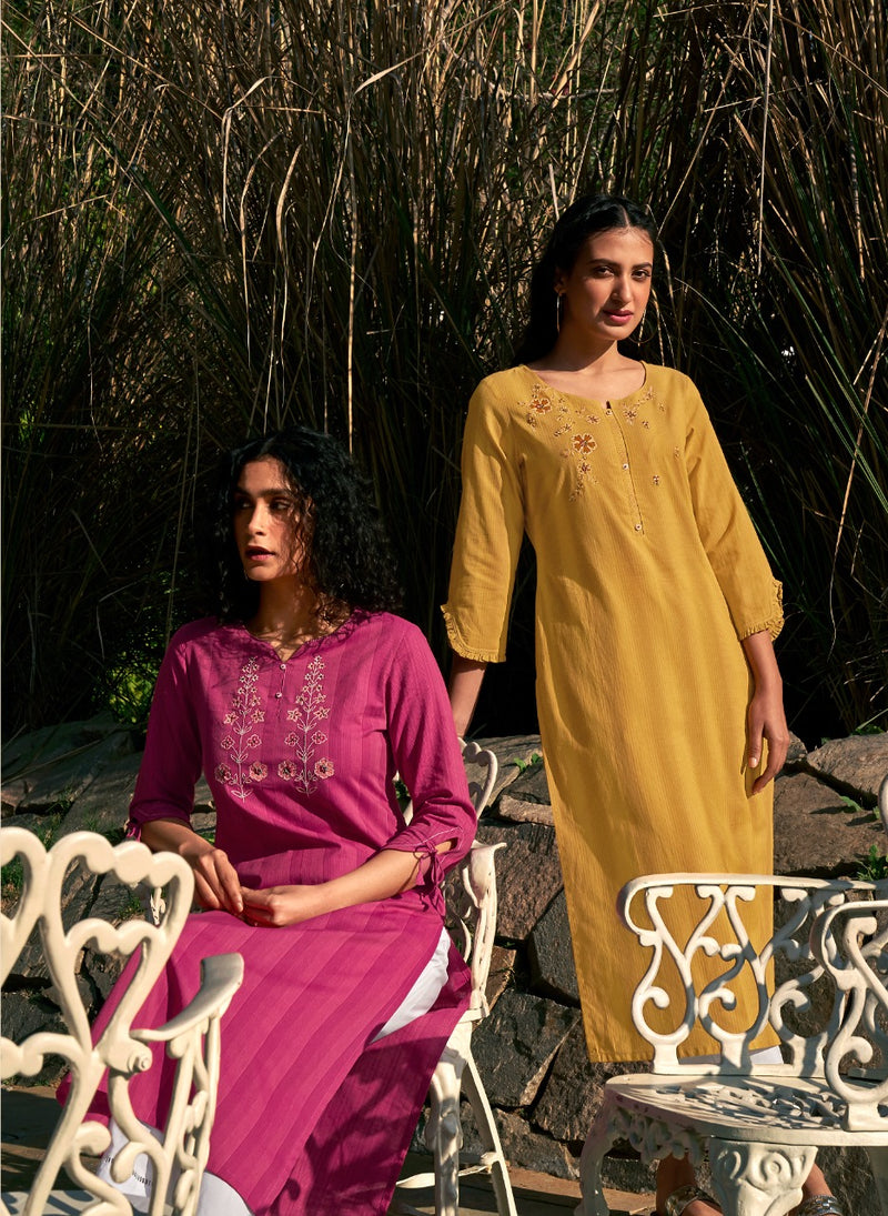 Four Buttons Kaaya Cotton Fancy Embroidered Festive Wear Kurtis