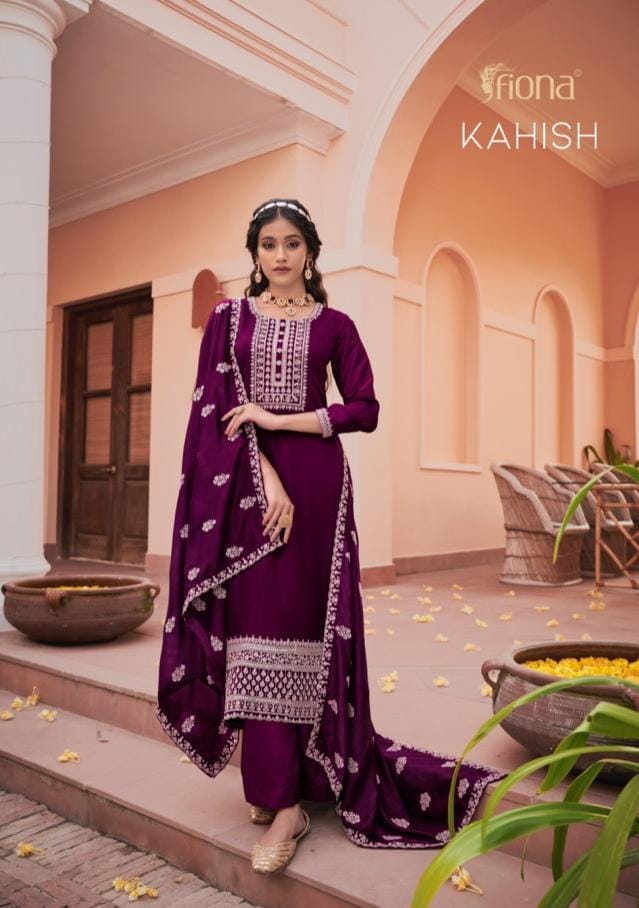 Fiona Kahish Silk With Fancy Embroidery Work Stylish Designer Attractive Look Fancy Salwar Kameez