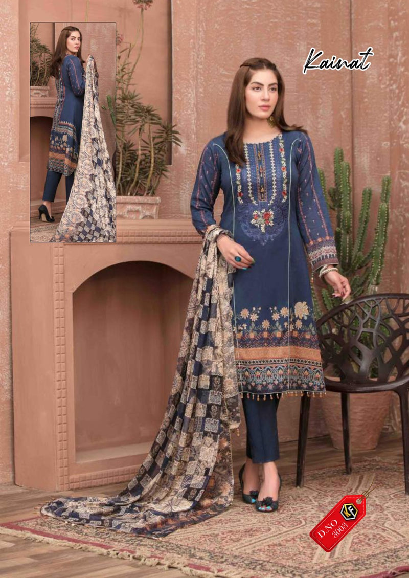 Keval Fab Kainat Luxury Lawn Collection Vol 3 Lawn Cotton Embroidered Party Wear Salwar Kameez