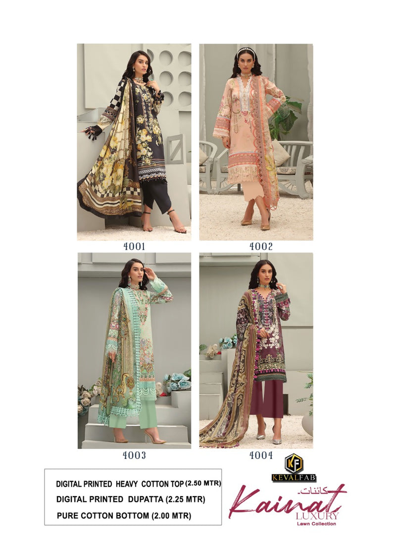 Keval Fabs Kainat Luxury Lawn Cotton Collection Vol 4 Stylish Designer Salwar Kameez