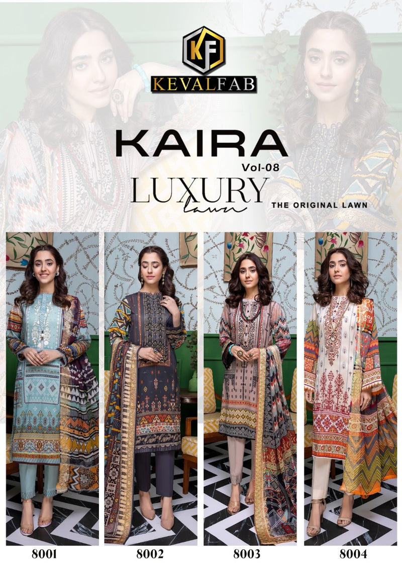 Keval Fab Kaira Luxury Lawn Vol 8 Lawn Cotton  Printed Pakistani Style Printed Party Wear Salwar Suits