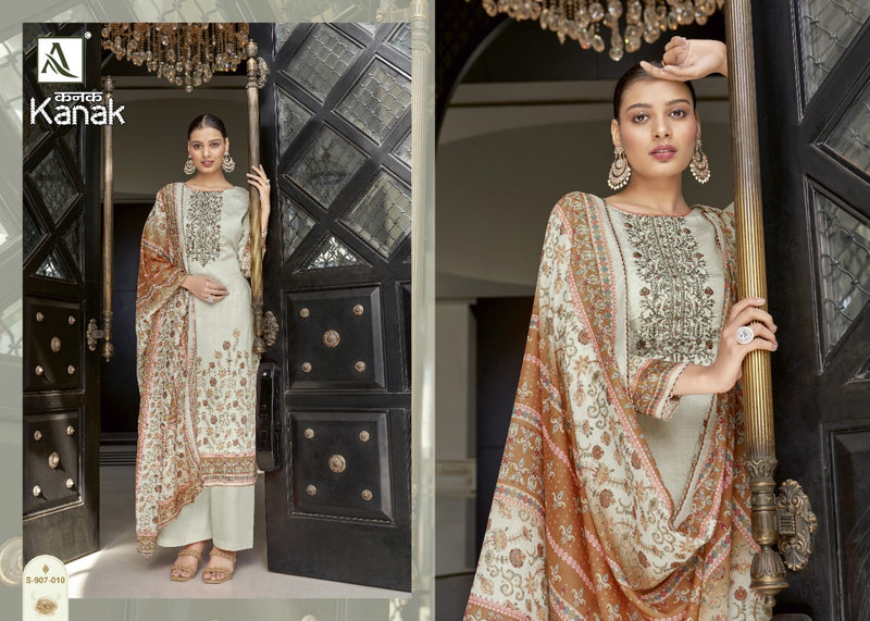 Alok Suits Kanak Jam Cotton Embroidered Designer Party Wear Salwar Suits With Digital Print