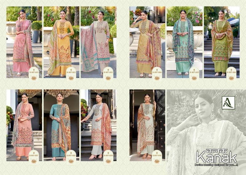 Alok Suits Kanak Jam Cotton Embroidered Designer Party Wear Salwar Suits With Digital Print