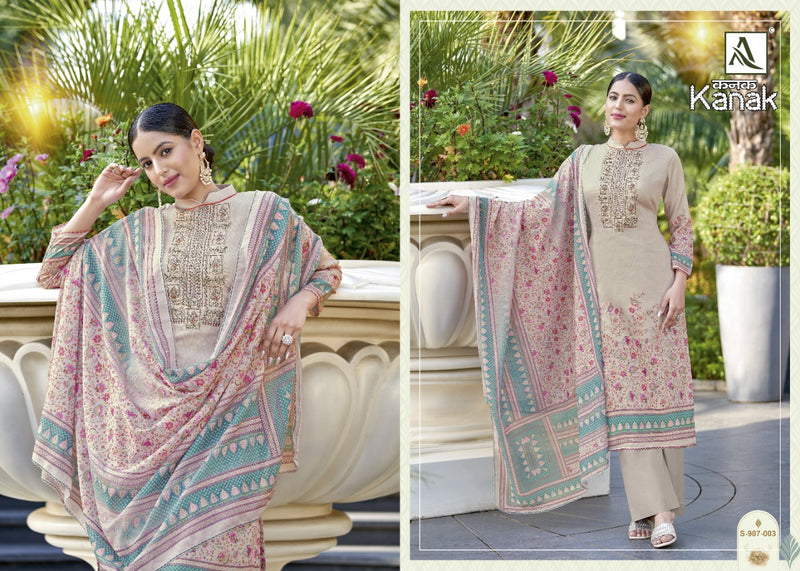 Alok Suits Kanak Jam Cotton Embroidered Designer Party Wear Salwar Suits With Digital Print