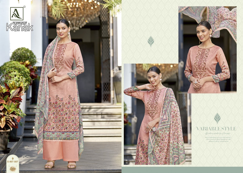 Alok Suits Kanak Jam Cotton Embroidered Designer Party Wear Salwar Suits With Digital Print