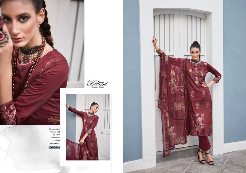 Belliza Designer Studio Kanika Jam Cotton With Print Embroidered Party Wear Salwar Suits