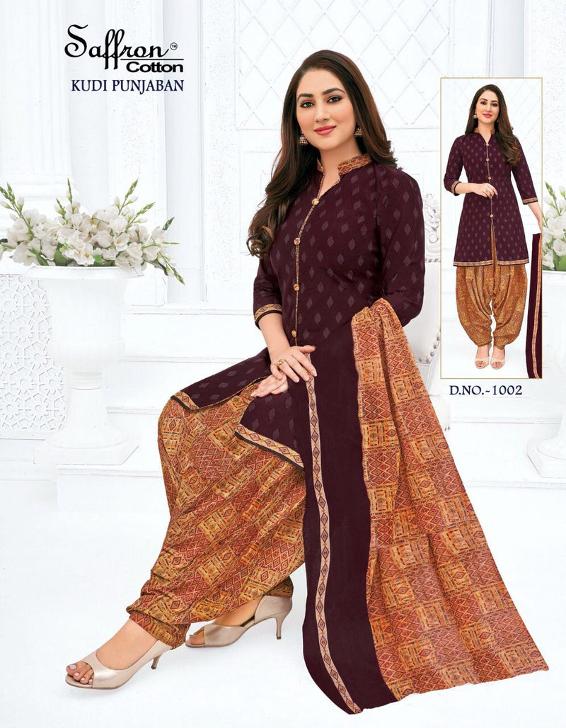 Saffron Cotton Kudi Punjaban Indo Cotton Patiyala Style Party Wear Salwar Suits