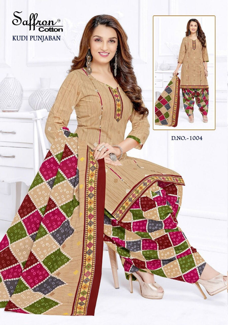 Saffron Cotton Kudi Punjaban Indo Cotton Patiyala Style Party Wear Salwar Suits