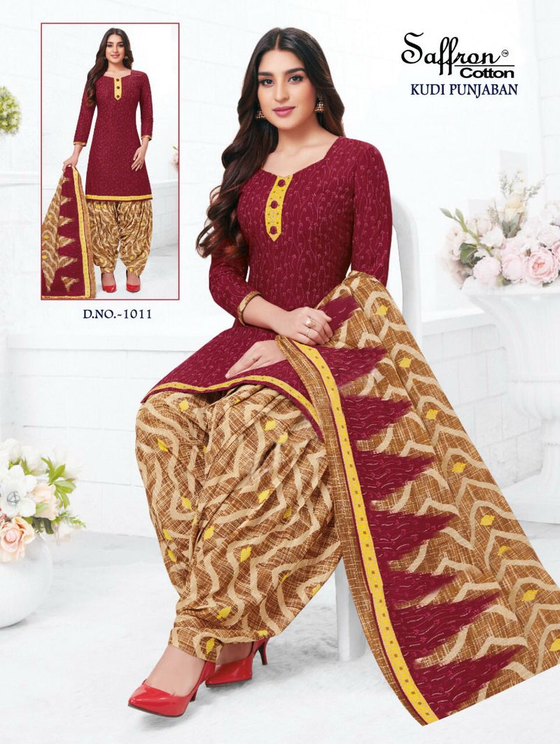 Saffron Cotton Kudi Punjaban Indo Cotton Patiyala Style Party Wear Salwar Suits